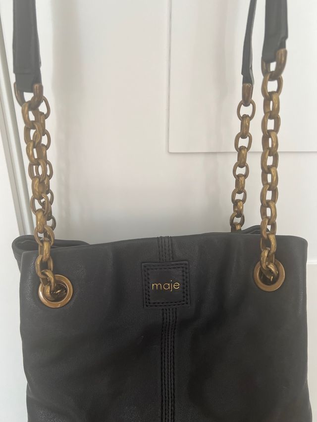 Bolso MAJE piel hombro y mano con cadenas doradas