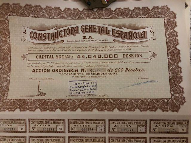 acción de bolsa antigua