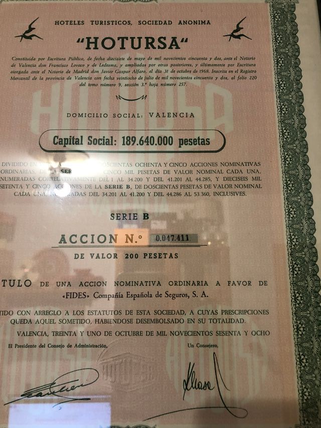 acción de bolsa antigua