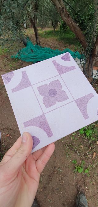 Azulejo amplio grosor Decorativo antiguo 70s