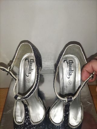 Zapatos sandalias tacón fiesta talla 37