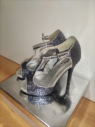 Zapatos sandalias tacón fiesta talla 37
