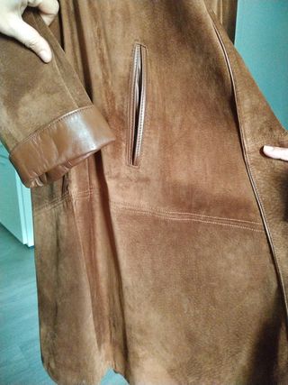 abrigo de piel vuelta+cuello de zorro