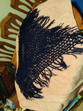 poncho azul hecho a mano