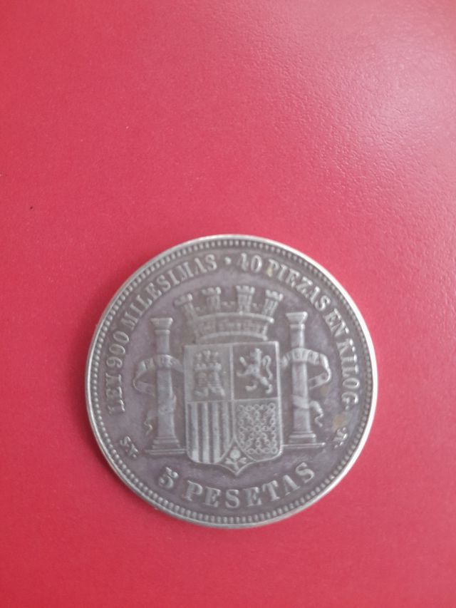 moneda de plata 5 pesetas ,año 1870