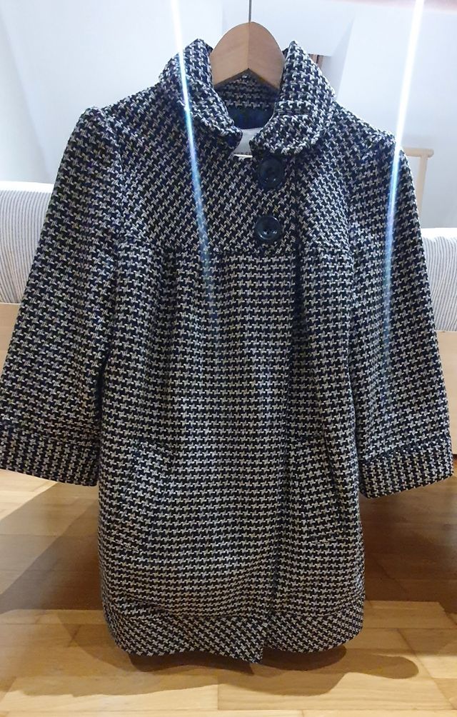 Abrigo Tweed negro, marrón y beige