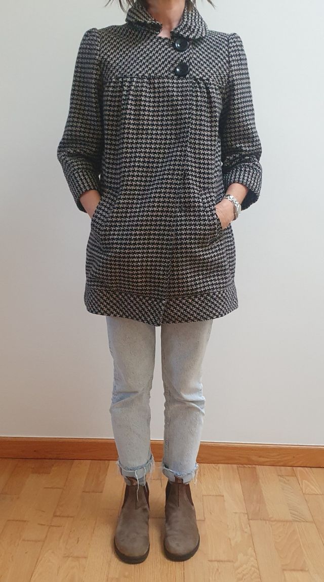 Abrigo Tweed negro, marrón y beige