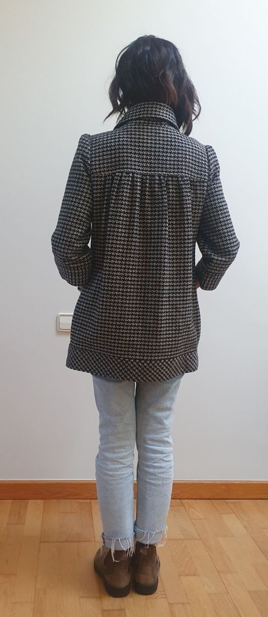 Abrigo Tweed negro, marrón y beige