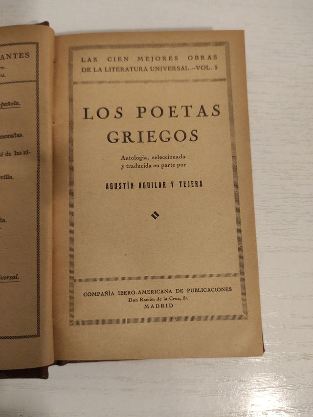 LOS POETAS GRIEGOS. AGUSTIN AGUILAR Y TEJERA
