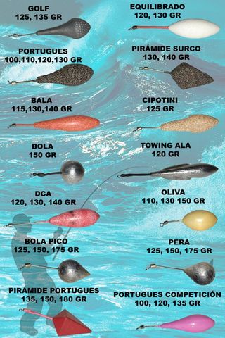 plomos pesca surfcasting 
