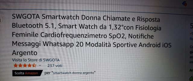Nuovo Smartwatch Donna chiamate e risposta