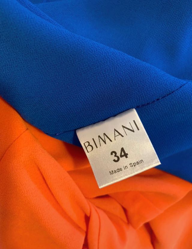 Vestido bicolor de Bimani de cóctel con drapeado