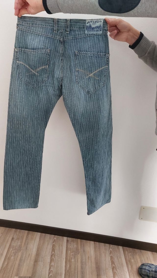 jeans uomo leggeri azzurri con righe
