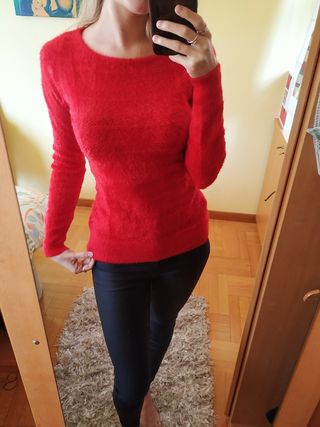 Jersey rojo mujer suave.