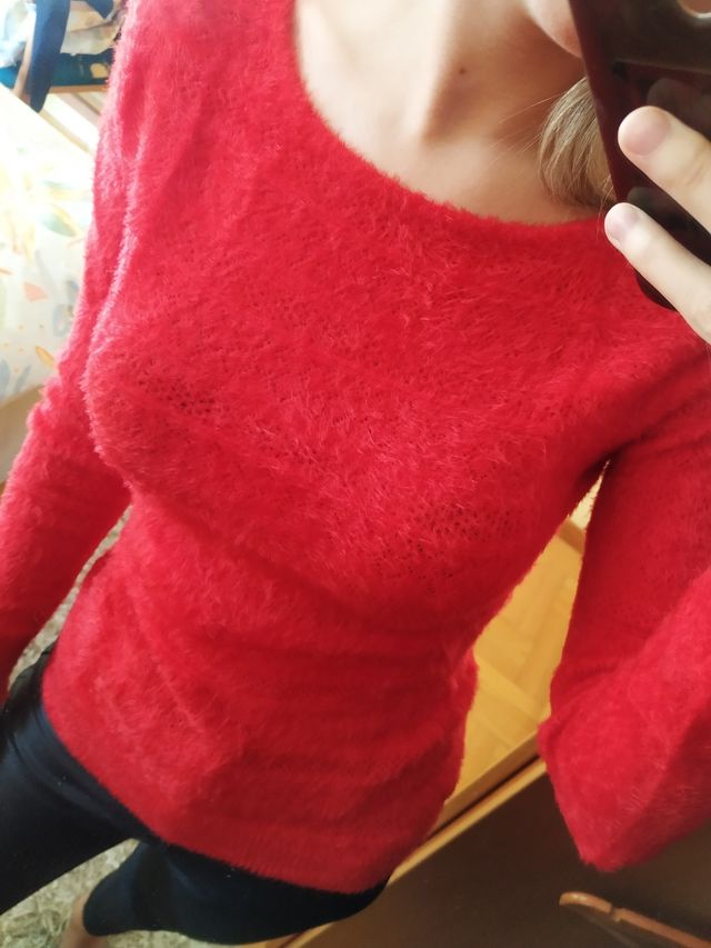 Jersey rojo mujer suave.