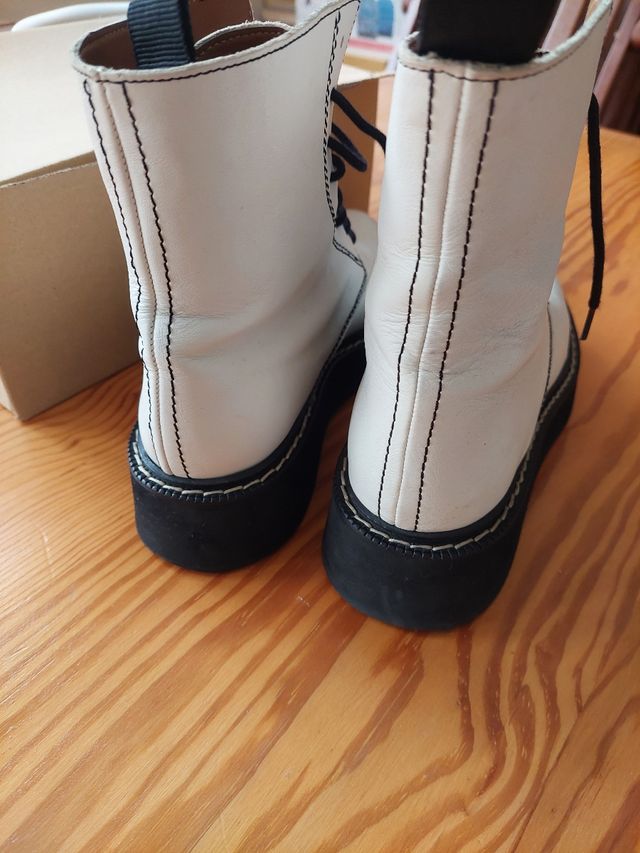 Botas blancas mujer Zara talla 37 piel