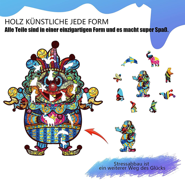 Puzzle de madera de payaso. NUEVO sin usar.