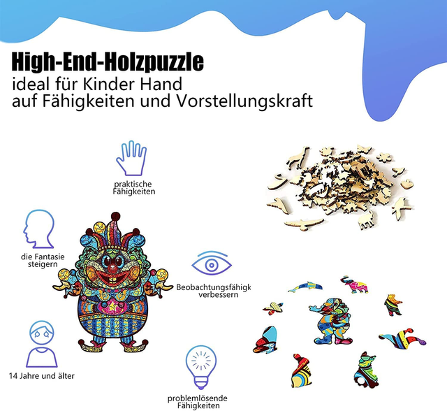 Puzzle de madera de payaso. NUEVO sin usar.