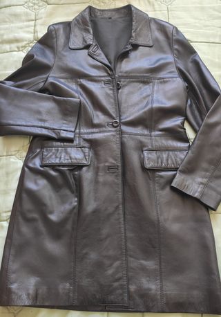 Cazadora cuero negro Belorado tres cuartos, talla 