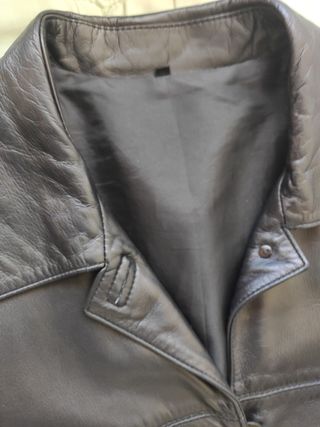 Cazadora cuero negro Belorado tres cuartos, talla 