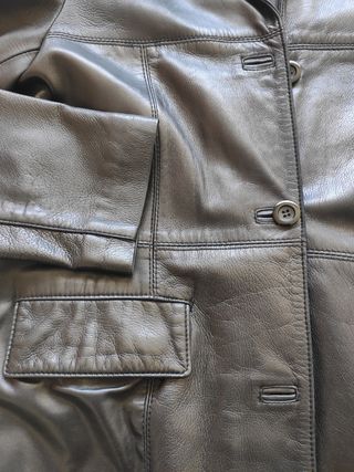 Cazadora cuero negro Belorado tres cuartos, talla 