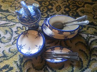 vajilla cerámica para casa de muñecas