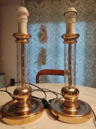 Lamparas de mesa de cristal de roca. Altura 45 cm,