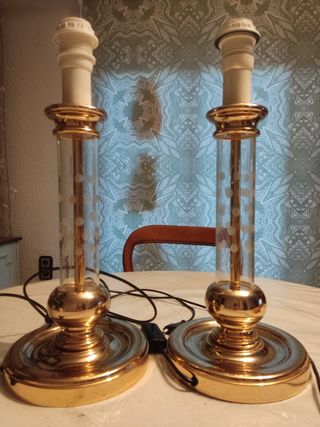 Lamparas de mesa de cristal de roca. Altura 45 cm,