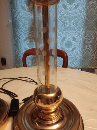 Lamparas de mesa de cristal de roca. Altura 45 cm,