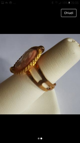 anello artigianale cameo in porcellana fredda 