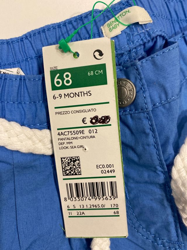 pantalone bambina Benetton 6-9 mesi