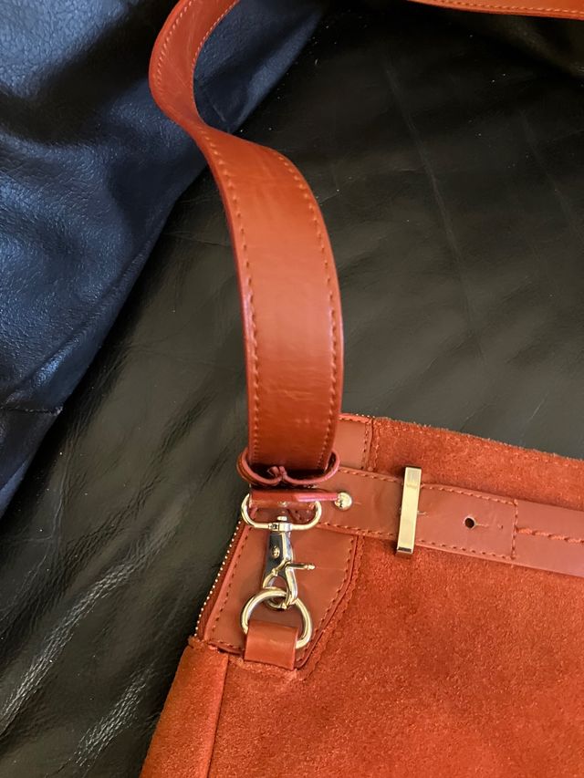 Borsa a tracolla in pelle color mattone arancione