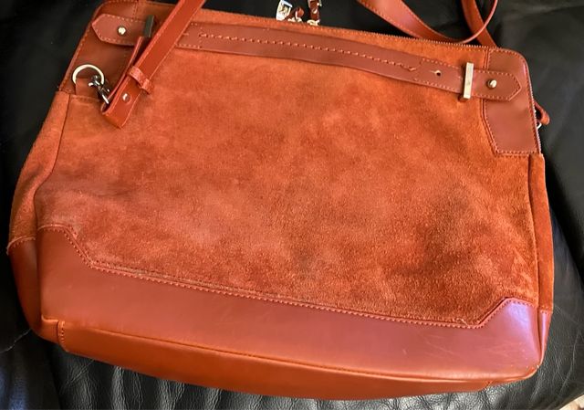 Borsa a tracolla in pelle color mattone arancione