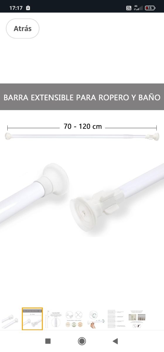 BARRA EXTENSÍVEL de 70 a 120 cm