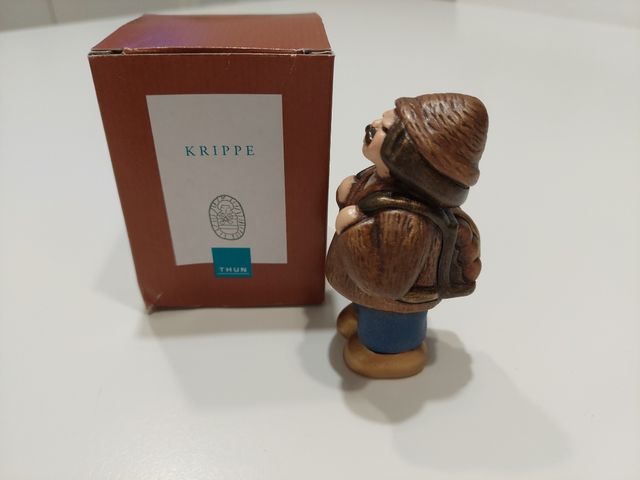 Pastore blu con gerla presepe classico Thun