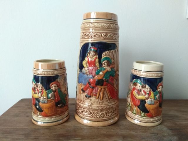 Lote de tres jarras cerveza alemanas vintage
