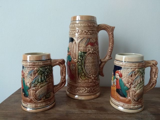 Lote de tres jarras cerveza alemanas vintage