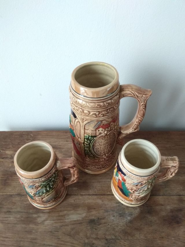 Lote de tres jarras cerveza alemanas vintage