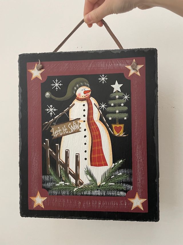 Adorno navidad de pared con muñeco de nieve