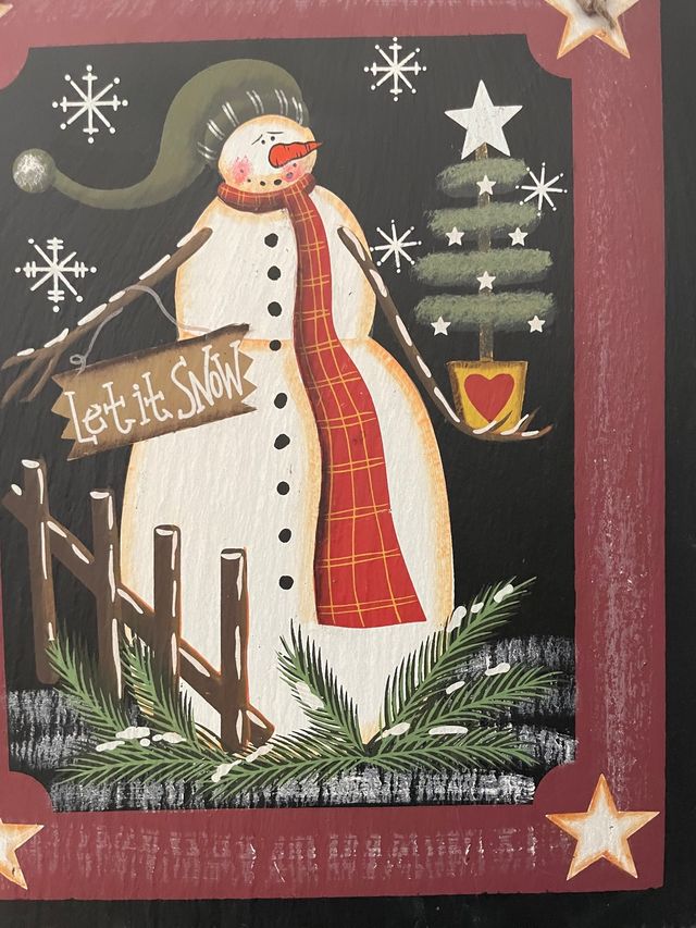 Adorno navidad de pared con muñeco de nieve