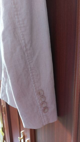 Chaqueta americana pana rosa claro