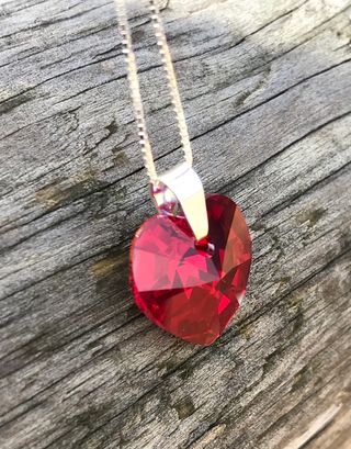 Colgante corazón Swarovski con cadena plata 925