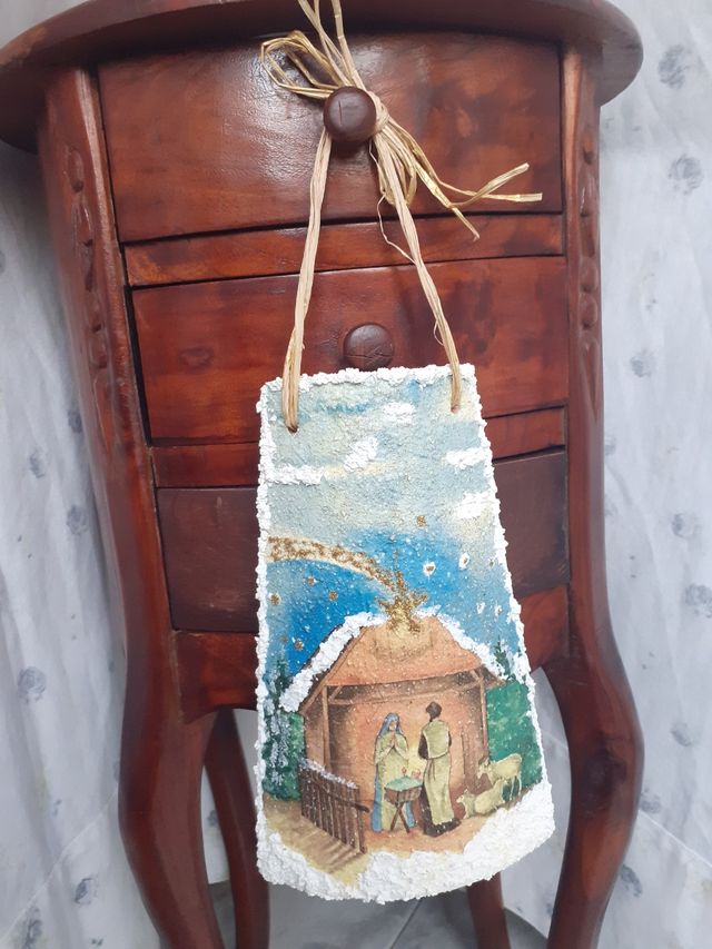 decorazione natalizia da appendere con natività