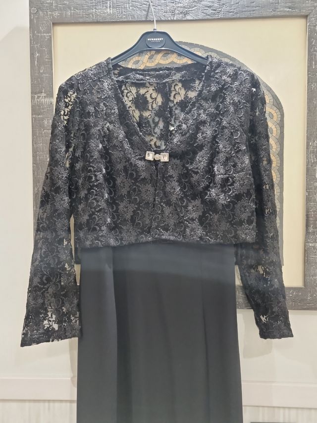 Vestido noche negro con rebeca en blonda  talla M