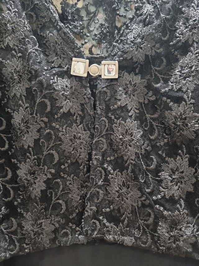 Vestido noche negro con rebeca en blonda  talla M