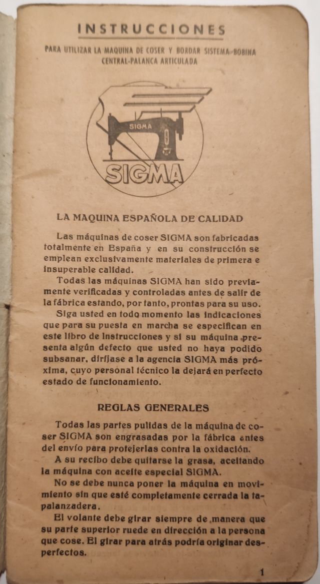 Catálogo de piezas de las maquinas de coser Sigma