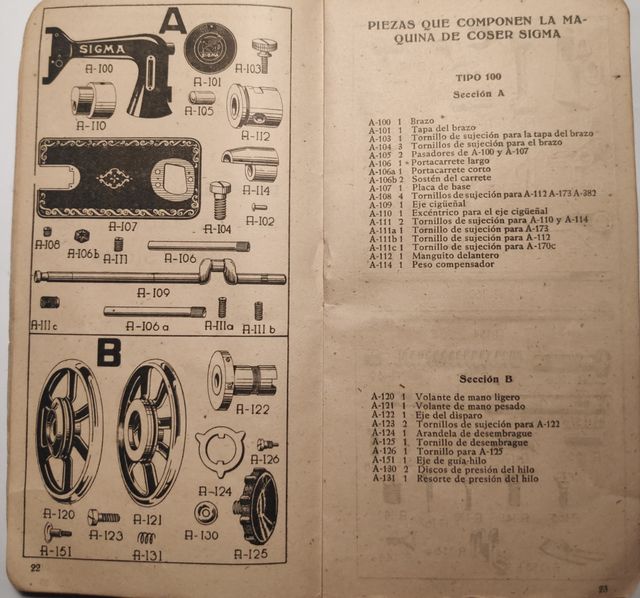 Catálogo de piezas de las maquinas de coser Sigma