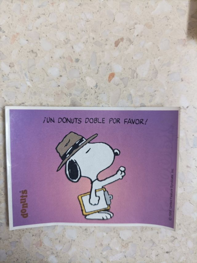 lote 6 cromos Snoopy pegatinas donuts 1994