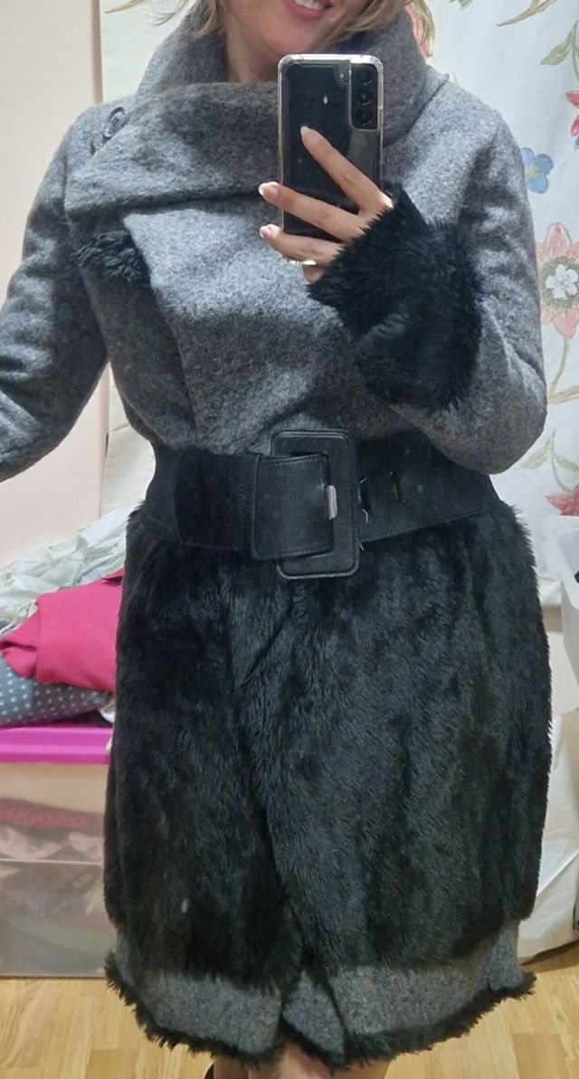 Abrigo de lana y pelo