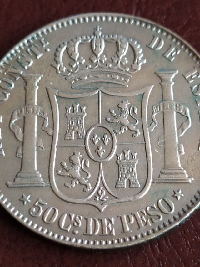 Moneda de 50 centavos Alfonso XII.